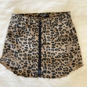 Denim High Rise Leopard Skirt